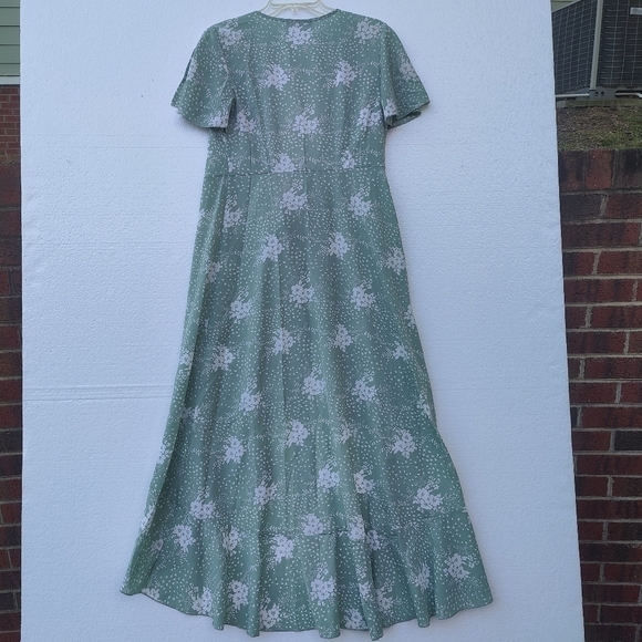 Simplee Boho Floral wrap dress high low hem Maxi flowy Party Dress green.Small - Picture 11 of 12